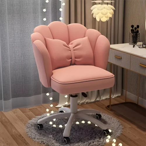 Velvet Swivel Chair with Adjustable Height & Lumbar Pillow – Computer Chair for Home Office Study & Bedroom|Makeup Vanity Chair