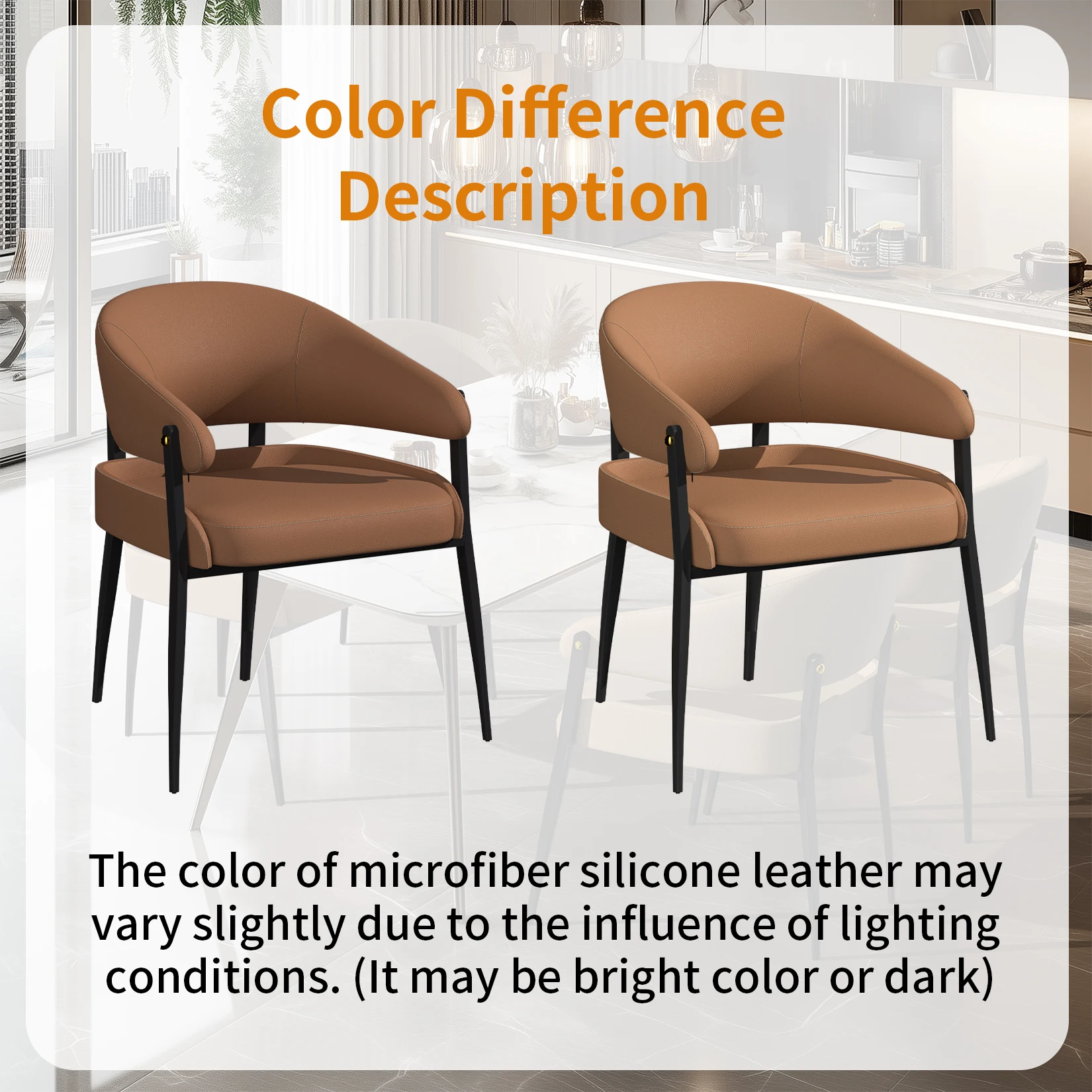 Set of 2 Luxury Kitchen Dining Chairs Microfiber Leather Dining Room Chairs Upholstered Seat for Restaurant Hotel Office - Image 5