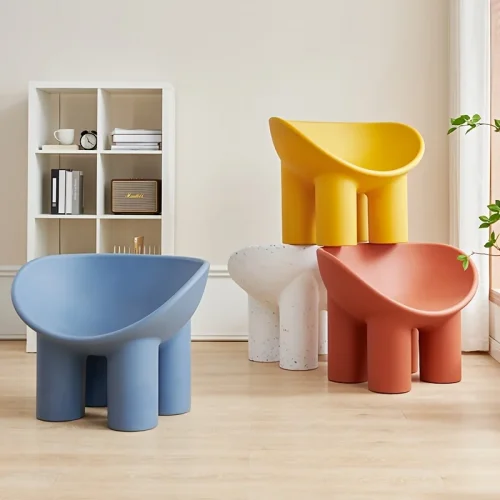 Scandinavian-Style Plastic Elephant Leg Chair, Durable Oval Lounge Stool for Leisure Change Shoe Stool